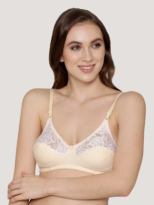 Deepali Non Padded Everyday Lace Bra | Pack of 3-BLACK SKIN WHITE