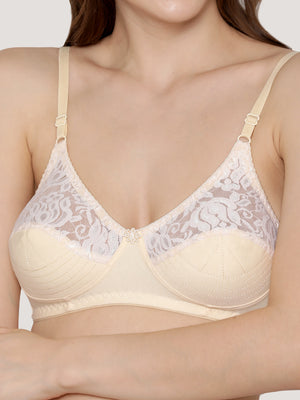 Deepali Non Padded Everyday Lace Bra | Pack of 3-SKIN SKIN SKIN