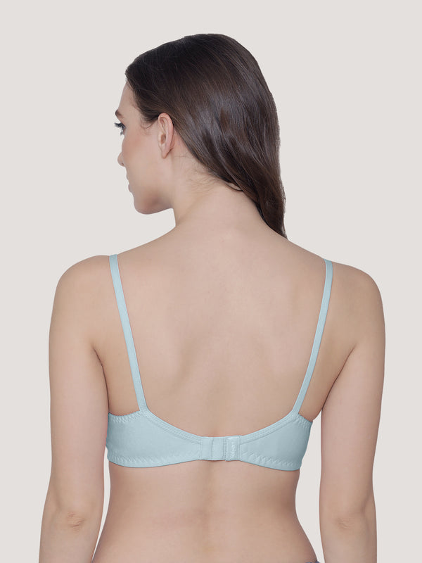 Deepali Non Padded Everyday Lace Bra | Pack of 3-FAWN SKYBLUE WHITE