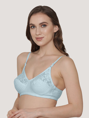 Deepali Non Padded Everyday Lace Bra | Pack of 3-MAROON ROSE SKY BLUE