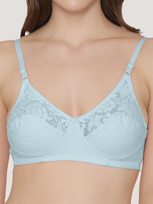 Deepali Non Padded Everyday Lace Bra | Pack of 3-MAROON ROSE SKY BLUE