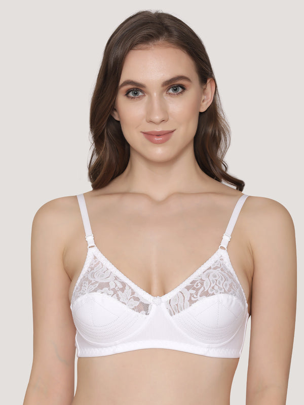 Deepali Non Padded Everyday Lace Bra | Pack of 3-BLACK SKIN WHITE