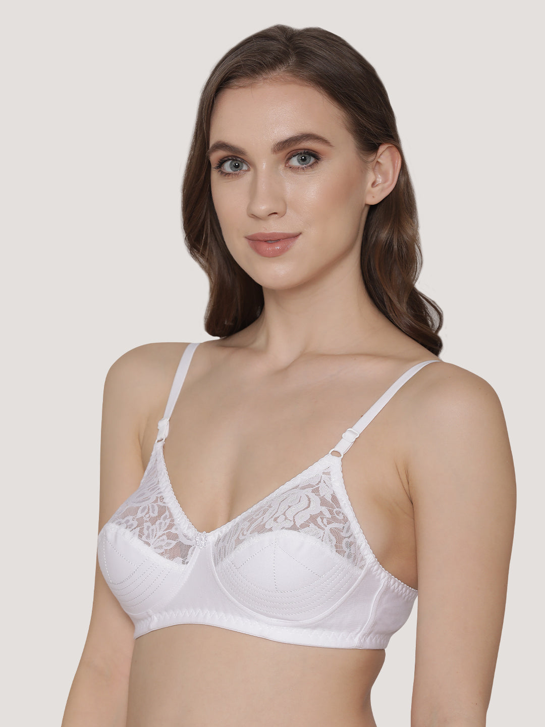 Deepali Non Padded Everyday Lace Bra | Pack of 2-WHITE WHITE WHITE