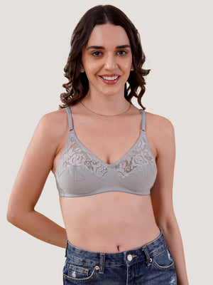 Deepali Non Padded Everyday Lace Bra | Pack of 3-GREY GREY GREY