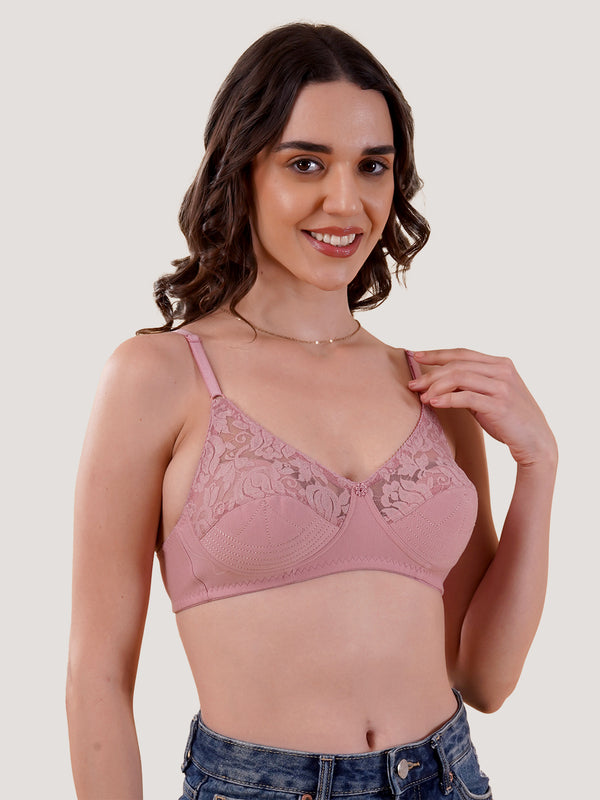 Deepali Non Padded Everyday Lace Bra | Pack of 3-ONION WHITE BLACK