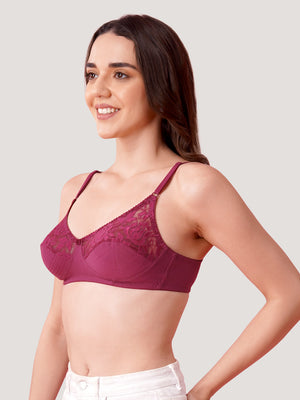 Deepali Non Padded Everyday Lace Bra | Pack of 3-ROSEBUD ONION FAWN
