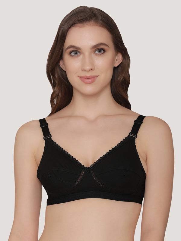 Diksha Full Coverage Double Layered Cups Everyday Bra | Pack of 2-BLACK BLACK