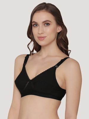 Diksha Full Coverage Double Layered Cups Everyday Bra | Pack of 3-BLACK BLACK BLACK