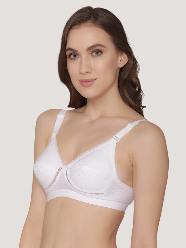 Diksha Full Coverage Double Layered Cups Everyday Bra | Pack of 3-BLACK SKIN WHITE