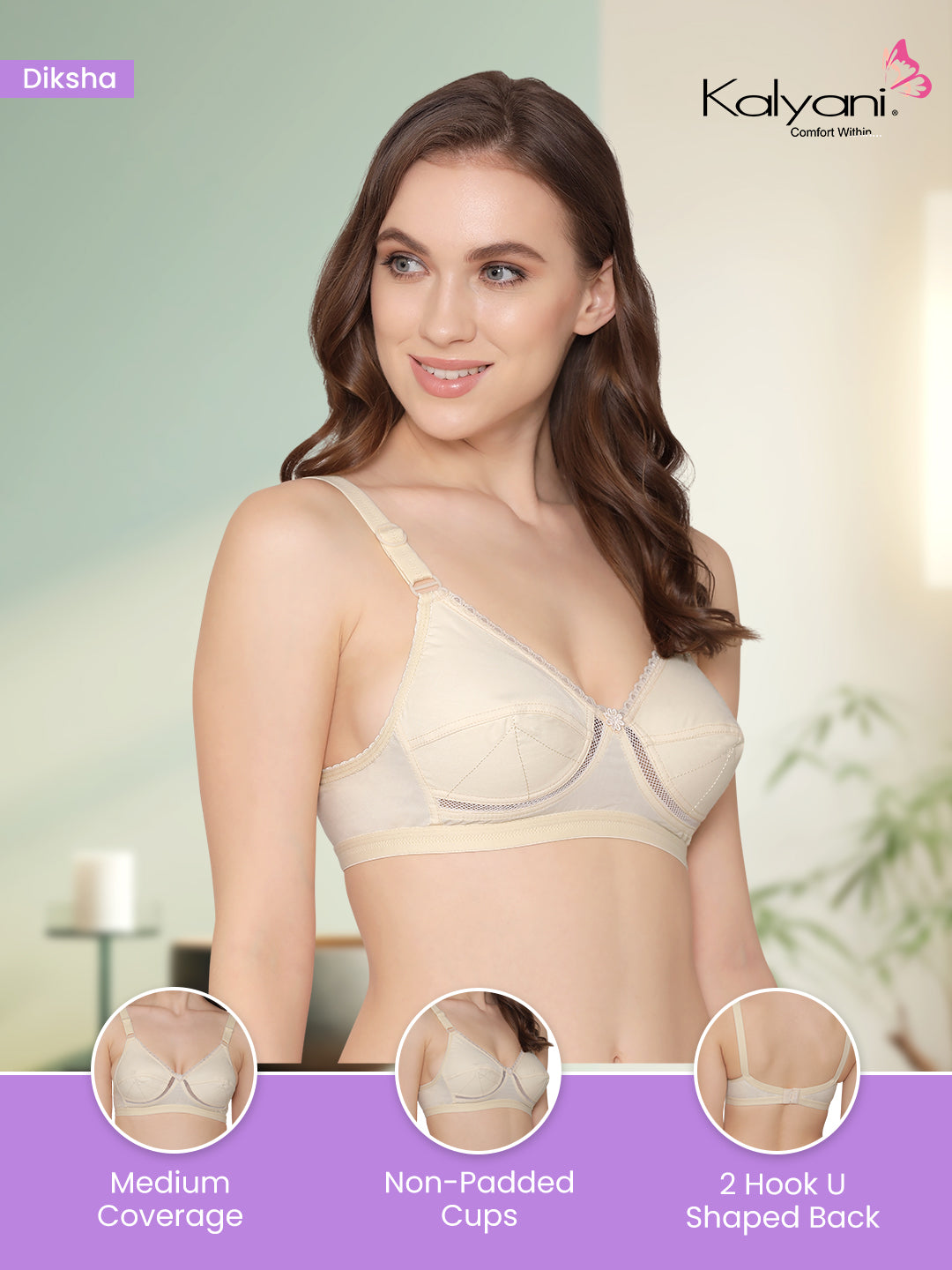 Diksha Full Coverage Double Layered Cups Everyday Bra | Pack of 3-WHITE WHITE WHITE