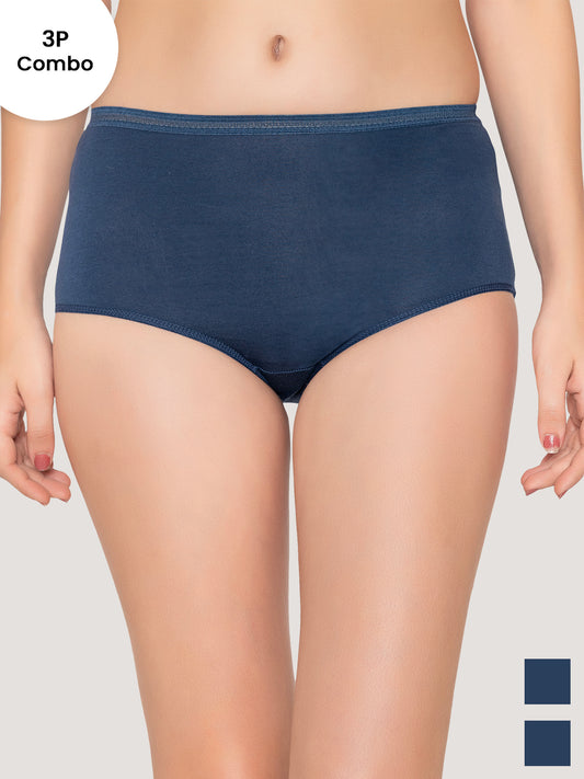 Orion High Coverage Hipster Panties | Pack of 3-EVENING BLUE EVENING BLUE EVENING BLUE