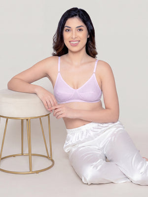 Elin Non Padded Dot Printed Cotton Everyday Bra | Pack of 3-GREEN LEMON LAVENDER