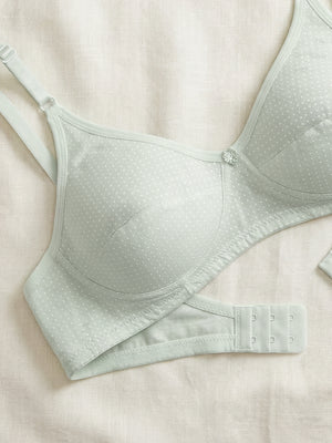 Elin Non Padded Dot Printed Cotton Everyday Bra | Pack of 3-LEMON LEMON LEMON