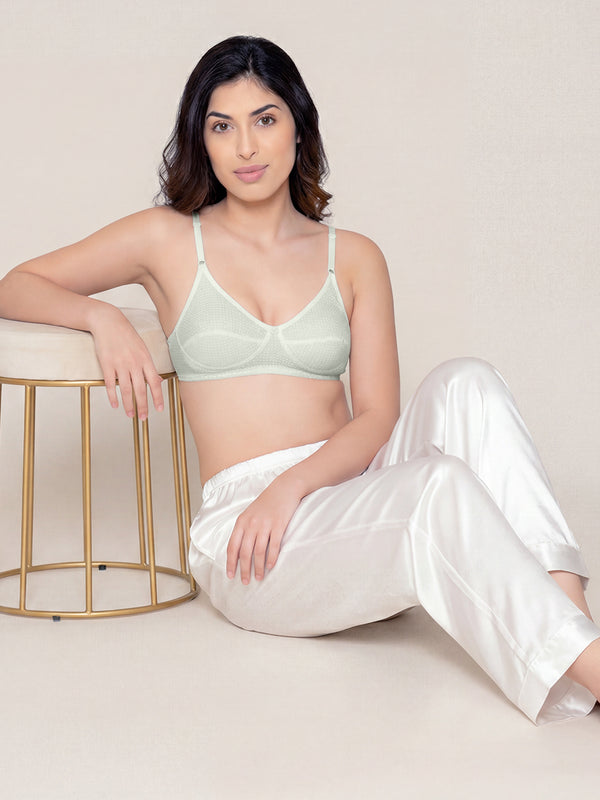 Elin Non Padded Dot Printed Cotton Everyday Bra | Pack of 3-LEMON LEMON LEMON