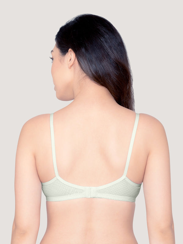 Elin Non Padded Dot Printed Cotton Everyday Bra | Pack of 3-LEMON LEMON LEMON