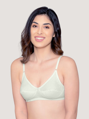 Elin Non Padded Dot Printed Cotton Everyday Bra | Pack of 3-LEMON LEMON LEMON