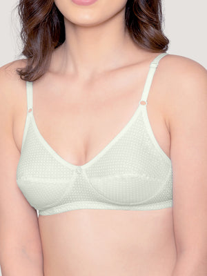 Elin Non Padded Dot Printed Cotton Everyday Bra | Pack of 3-LEMON LEMON LEMON