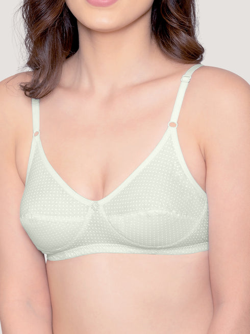 Kalyani Elin Non Padded Dot Printed Cotton Everyday Bra | Pack of 3