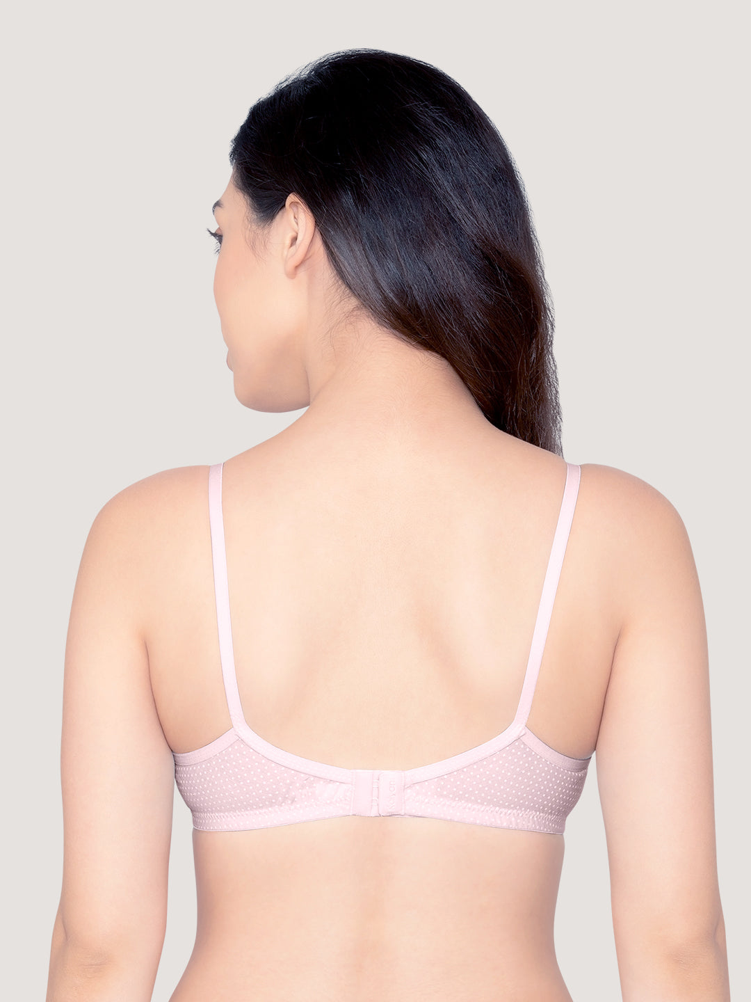 Elin Non Padded Dot Printed Cotton Everyday Bra | Pack of 3-PINK LAVENDER LEMON