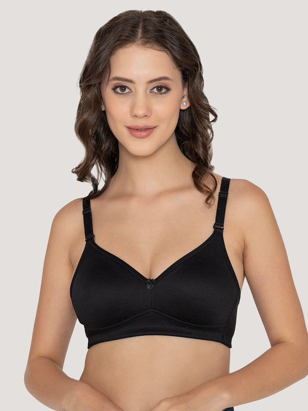 Kalyani Elvira Everyday Support Seamless Non Padded T-Shirt Bras | Pack of 2 | M.BLUE BLACK