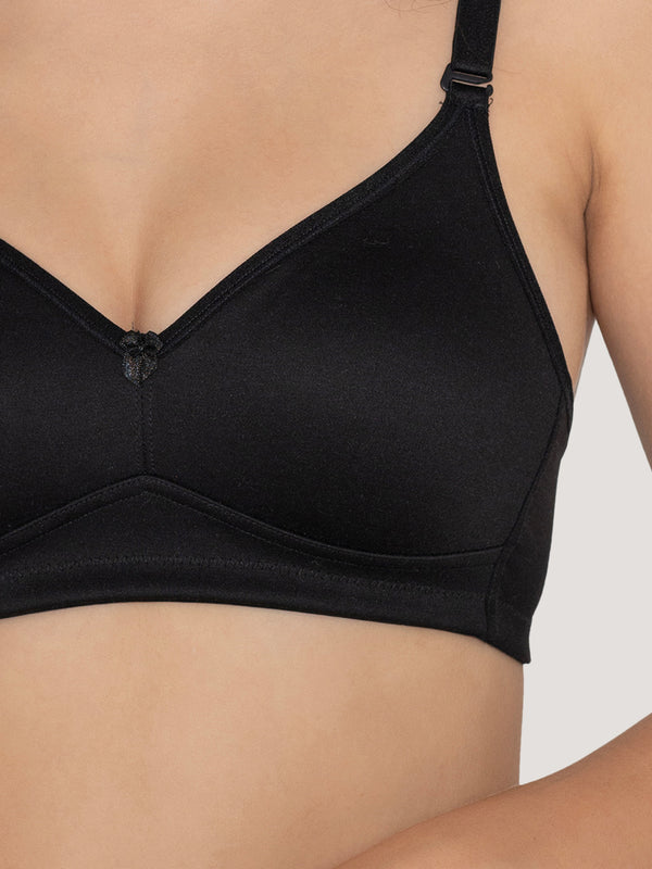 Kalyani Elvira Everyday Support Seamless Non Padded T-Shirt Bras | Pack of 2 | BLACK FAWN