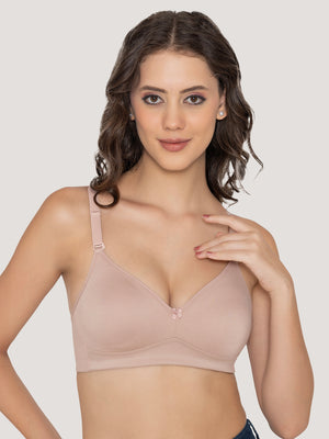 Kalyani Elvira Everyday Support Seamless Non Padded T-Shirt Bras | Pack of 2 | M.BLUE FAWN