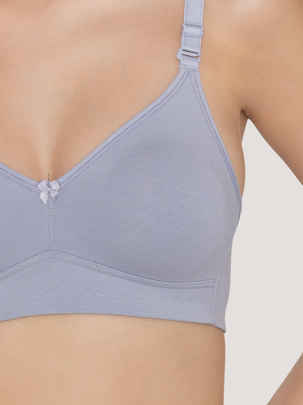 Kalyani Elvira Everyday Support Seamless Non Padded T-Shirt Bras | Pack of 2 | M.BLUE M.BLUE