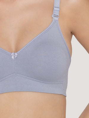 Kalyani Elvira Everyday Support Seamless Non Padded T-Shirt Bras | Pack of 2 | M.BLUE BLACK