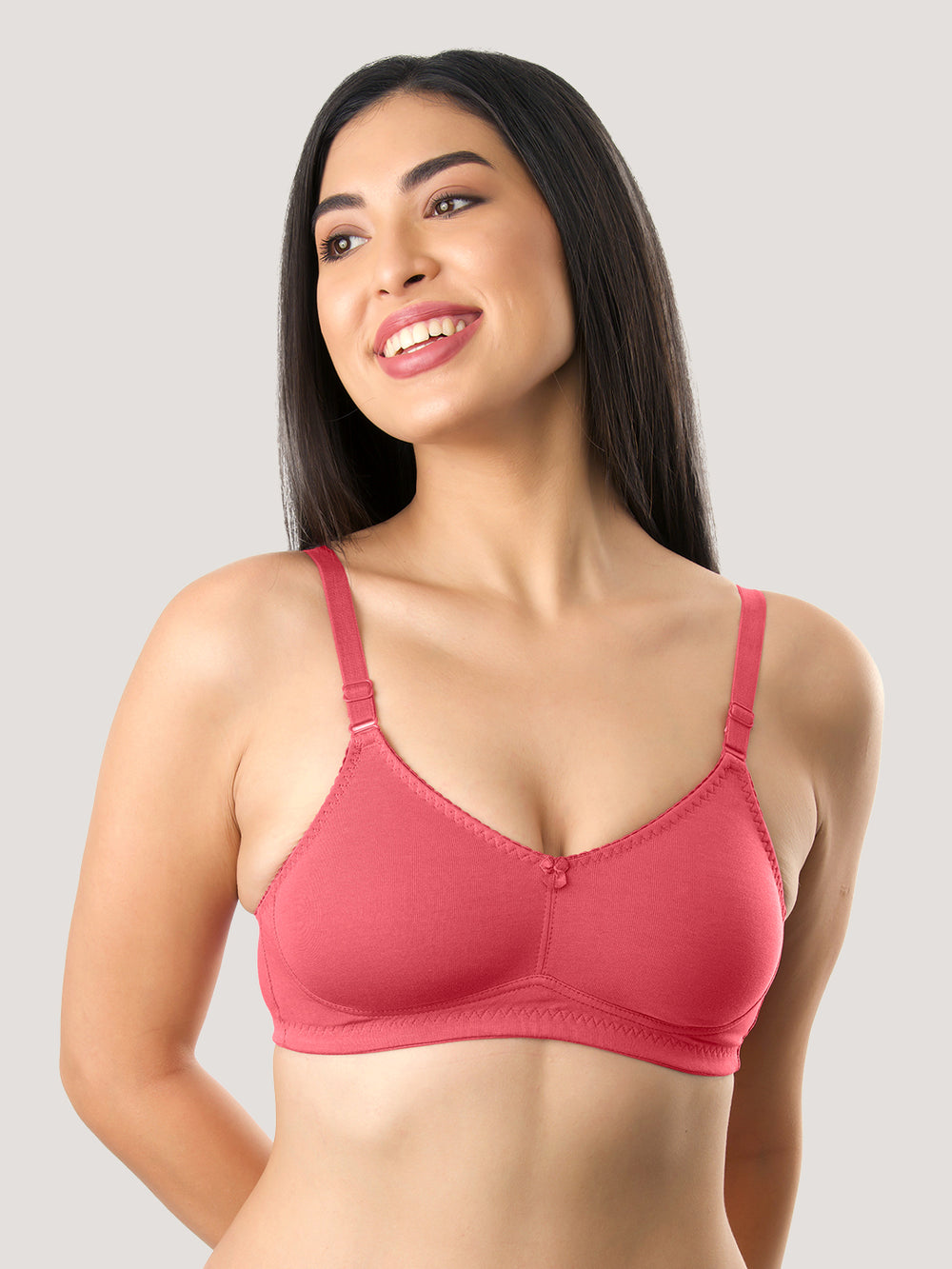 Kalyani's Emma Double Layered Seamless Cups Full Coverage Cotton Bras | Pack of 2 | CORAL CORAL