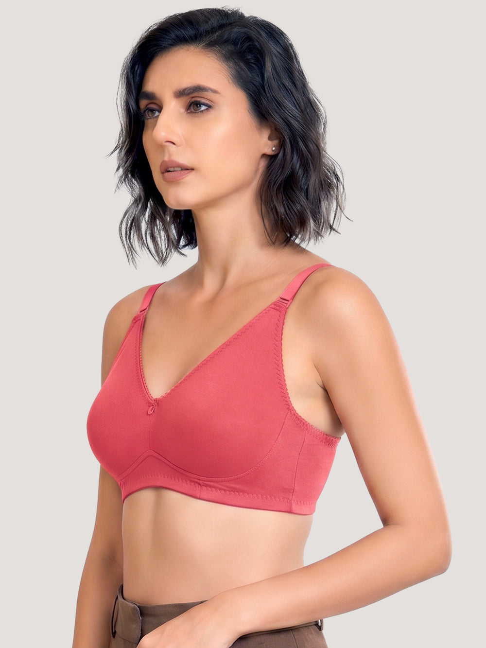 Kalyani's Emma Double Layered Seamless Cups Full Coverage Cotton Bras | Pack of 2 | WHITE CORAL