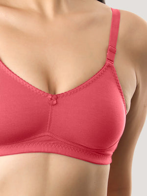 Kalyani's Emma Double Layered Seamless Cups Full Coverage Cotton Bras | Pack of 2 | WHITE CORAL