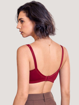 Kalyani's Emma Double Layered Seamless Cups Full Coverage Cotton Bras | Pack of 2 | MAROON WHITE
