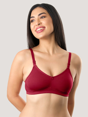 Kalyani's Emma Double Layered Seamless Cups Full Coverage Cotton Bras | Pack of 2 | MAROON MAROON