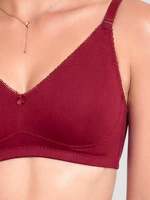 Kalyani's Emma Double Layered Seamless Cups Full Coverage Cotton Bras | Pack of 2 | MAROON MAROON