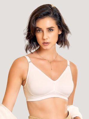 Kalyani's Emma Double Layered Seamless Cups Full Coverage Cotton Bras | Pack of 2 | WHITE CORAL