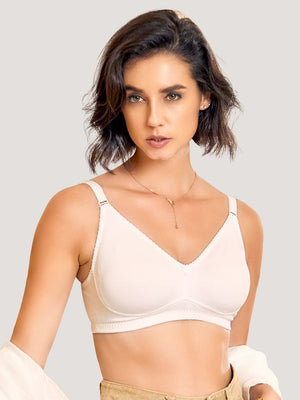 Kalyani's Emma Double Layered Seamless Cups Full Coverage Cotton Bras | Pack of 2 | WHITE WHITE