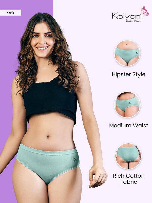 Eve Mid Waist Multicolor Hipster Panties | Pack of 3-S.BLUE L.PEACH SEA GREEN