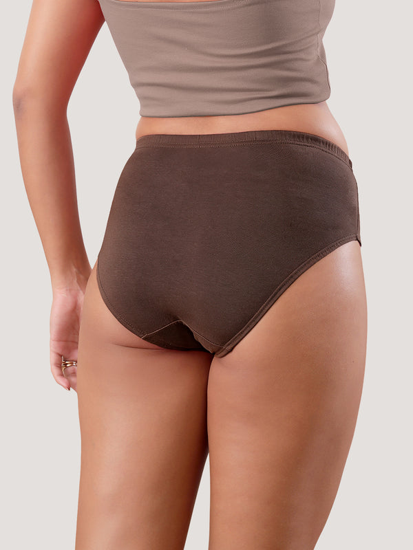 Eve 100% Cotton Mid-Waist Hipster Panties for Women | Pack of 3-COFFEE DARK BLUE ORANGE RUST