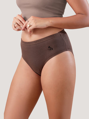 Eve 100% Cotton Mid-Waist Hipster Panties for Women | Pack of 3-FAWN DARK BLUE COFFEE