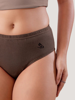 Eve 100% Cotton Mid-Waist Hipster Panties for Women | Pack of 3-FAWN DARK BLUE COFFEE