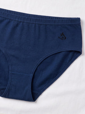 Eve 100% Cotton Mid-Waist Hipster Panties for Women | Pack of 3-DARK BLUE DARK BLUE DARK BLUE