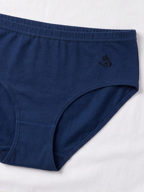 Eve 100% Cotton Mid-Waist Hipster Panties for Women | Pack of 3-DARK BLUE DARK BLUE DARK BLUE