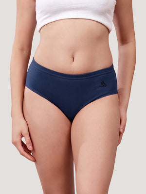 Eve 100% Cotton Mid-Waist Hipster Panties for Women | Pack of 3-FAWN DARK BLUE COFFEE