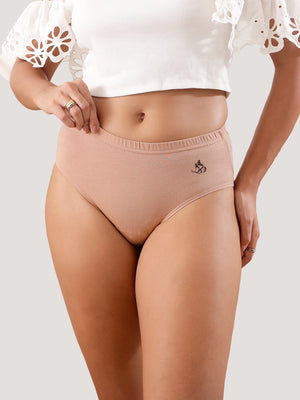 Eve 100% Cotton Mid-Waist Hipster Panties for Women | Pack of 3-FAWN FAWN FAWN