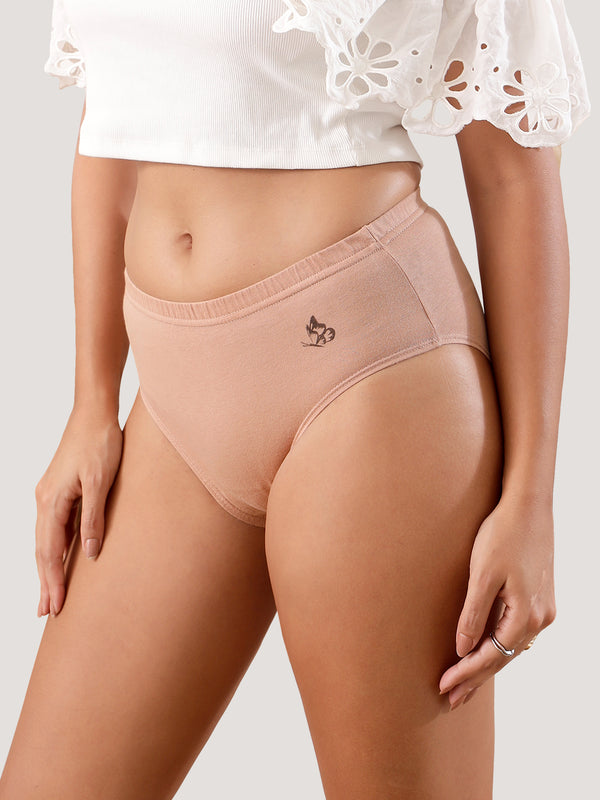 Eve 100% Cotton Mid-Waist Hipster Panties for Women | Pack of 3-FAWN FAWN FAWN