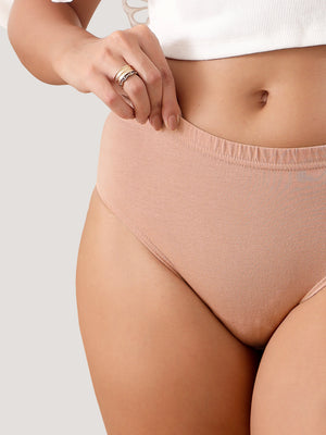 Eve 100% Cotton Mid-Waist Hipster Panties for Women | Pack of 3-FAWN FAWN FAWN