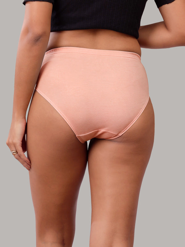Eve 100% Cotton Mid-Waist Hipster Panties for Women | Pack of 3-L.PEACH OCEAN GREEN P.ROSE