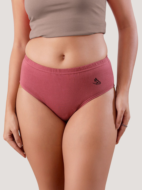 Eve 100% Cotton Mid-Waist Hipster Panties for Women | Pack of 3-OCEAN GREEN L.WINE ORANGE RUST
