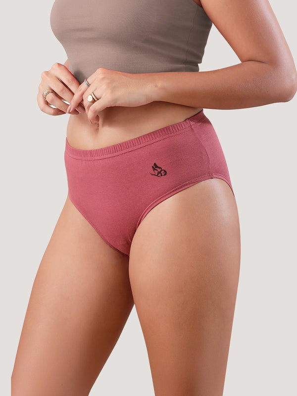 Eve 100% Cotton Mid-Waist Hipster Panties for Women | Pack of 3-OCEAN GREEN L.WINE ORANGE RUST