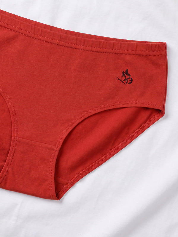 Eve 100% Cotton Mid-Waist Hipster Panties for Women | Pack of 3-ORANGE RUST ORANGE RUST ORANGE RUST
